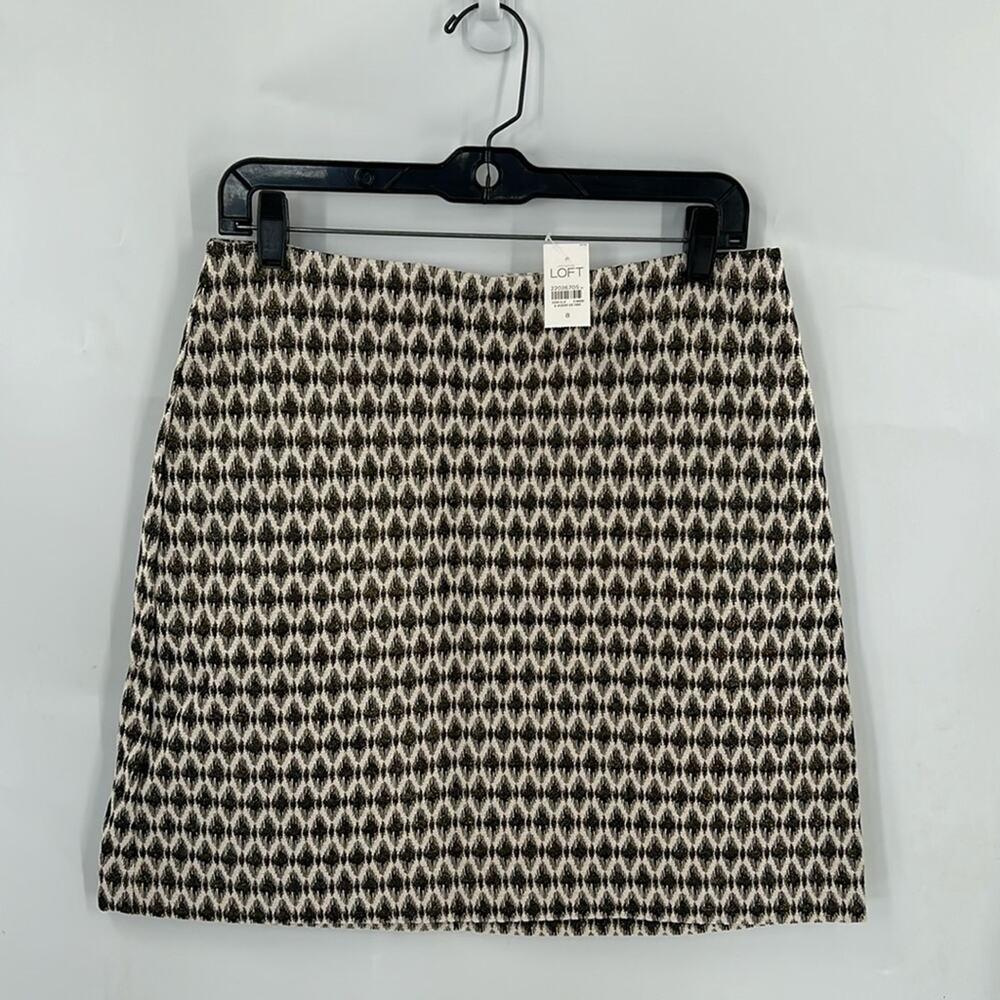 Loft Women's Black & White Print Zipper Back Skirt Size 8